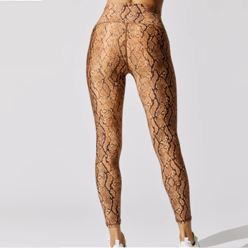 Snake Printing Leggings for Women, High Rise, Full Length, Sports Running Pants,