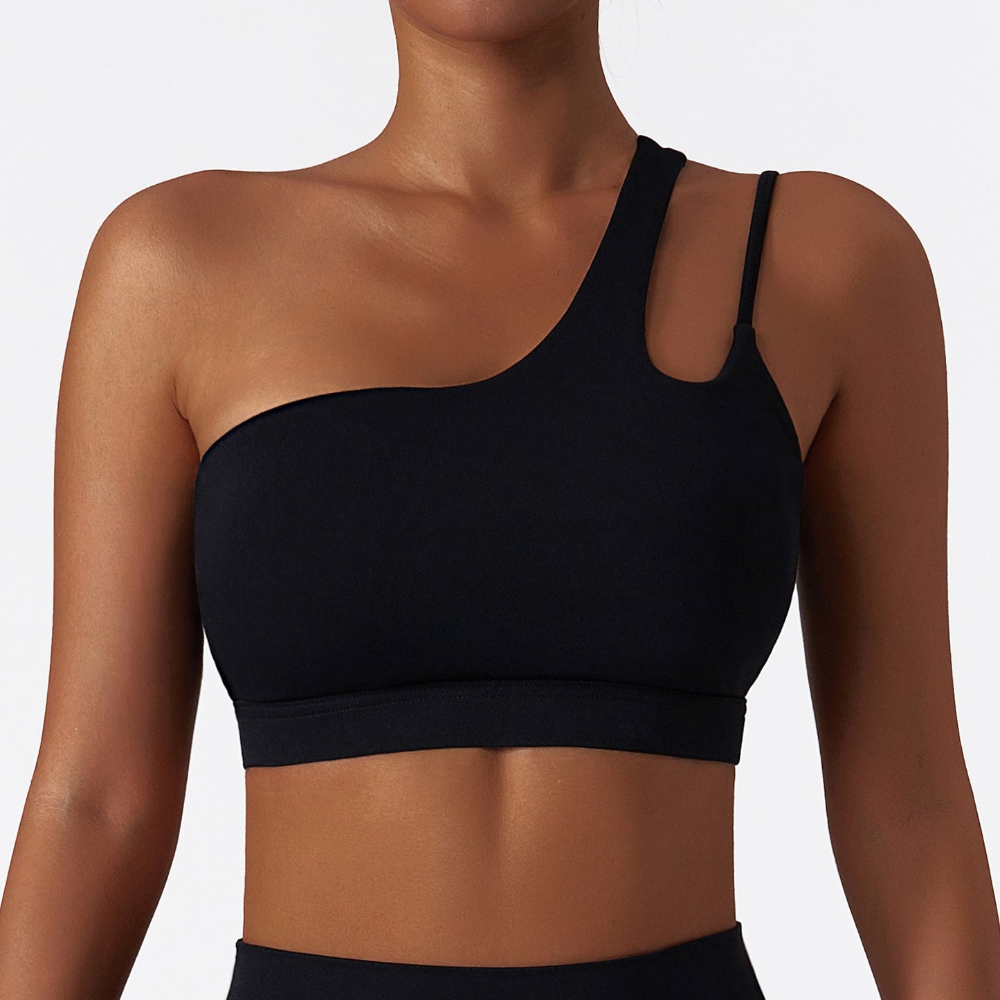 Women's One-Shoulder Fitness Bra – Seamless & Supportive