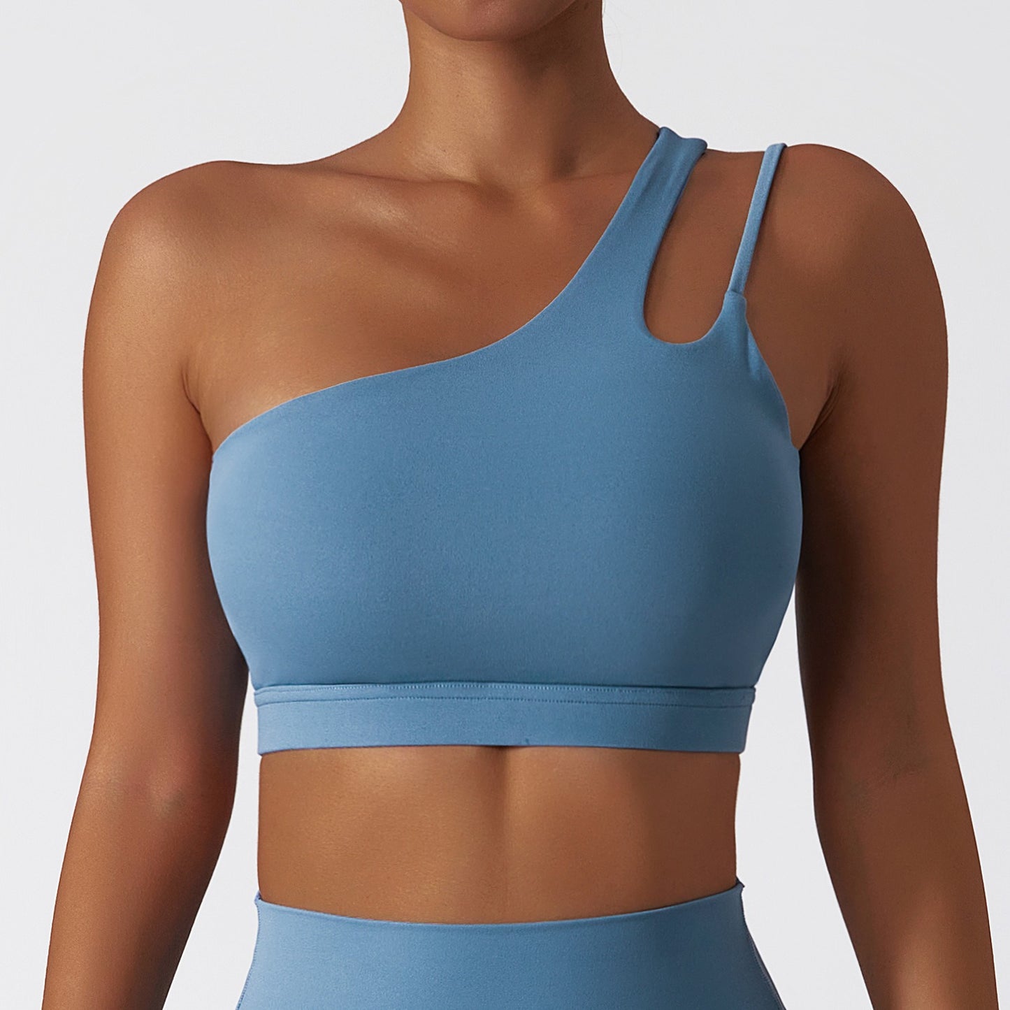 Women's One-Shoulder Fitness Bra – Seamless & Supportive