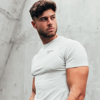 Fitness Brother Mens Running Sports Slim Fit Short Sleeve Quick Drying Clothes Milk Silk Quick Drying Training T shirt