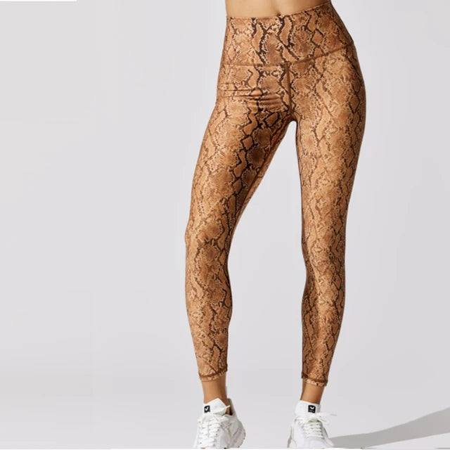 Snake Printing Leggings for Women, High Rise, Full Length, Sports Running Pants,