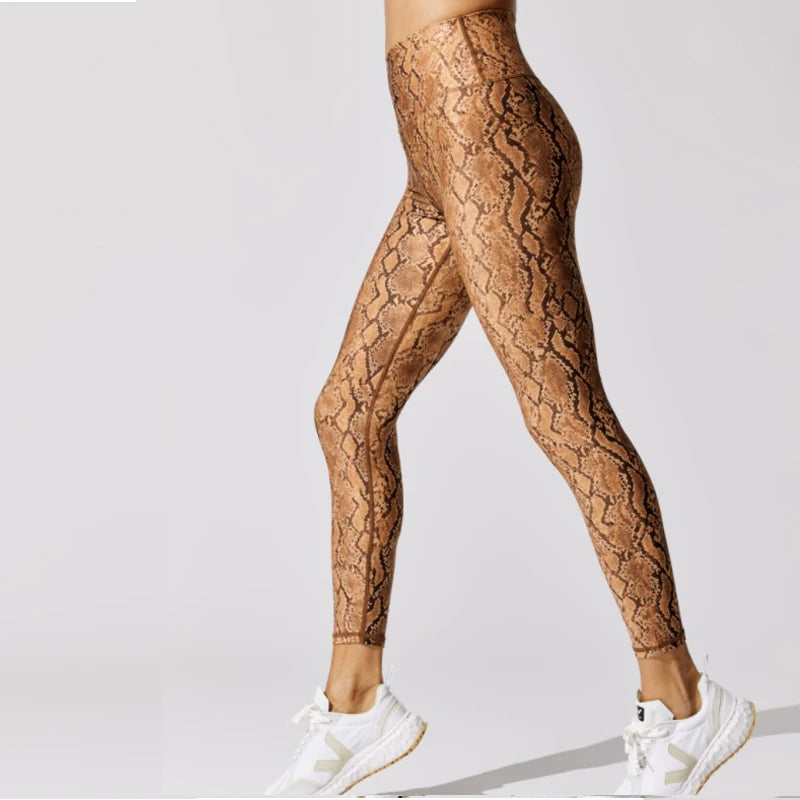 Snake Printing Leggings for Women, High Rise, Full Length, Sports Running Pants,